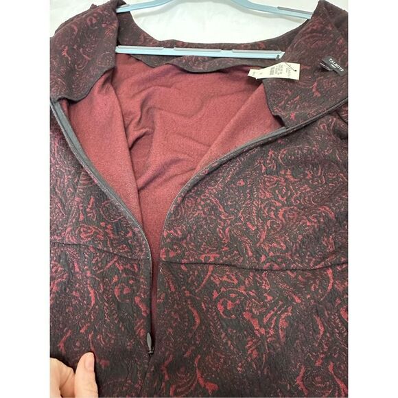 NWT Talbots 3/4 Sleeve Floral Pattern Dress Sz 1X Red Black Ruched Office Party - Picture 9 of 9